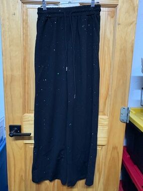 SHEIN Black loose fit pants with Glitter Specks
